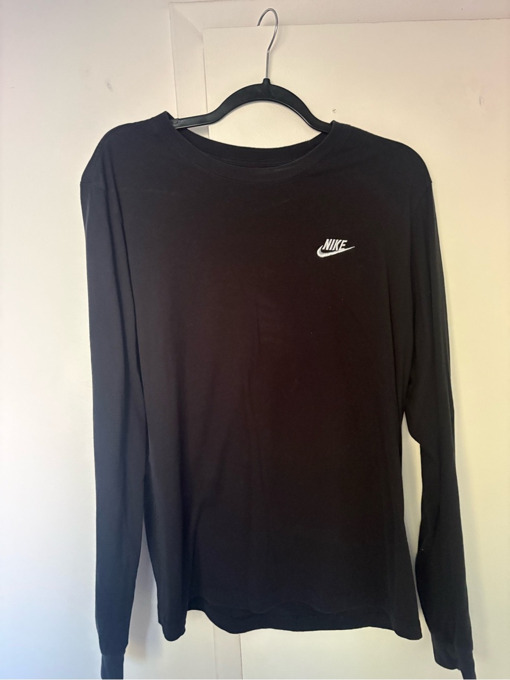 Nike Black Long Sleeve Tee with White Logo